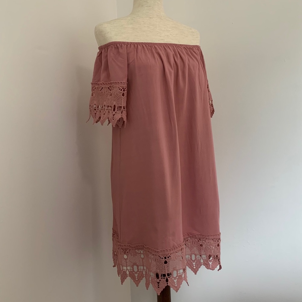 Iris Lace Sleeves & Hem Off-Shoulder Dress
